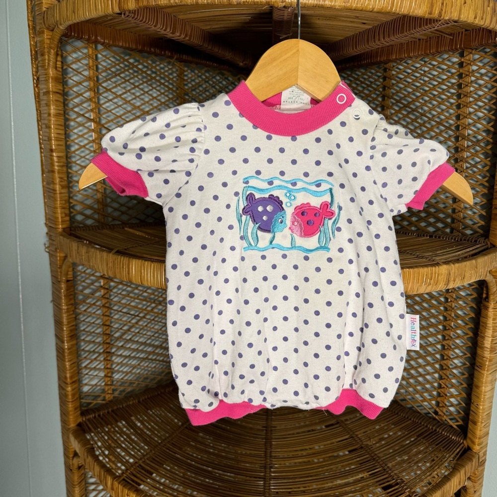 Healthtex Baby Romper with Purple Dots and Pink Trim